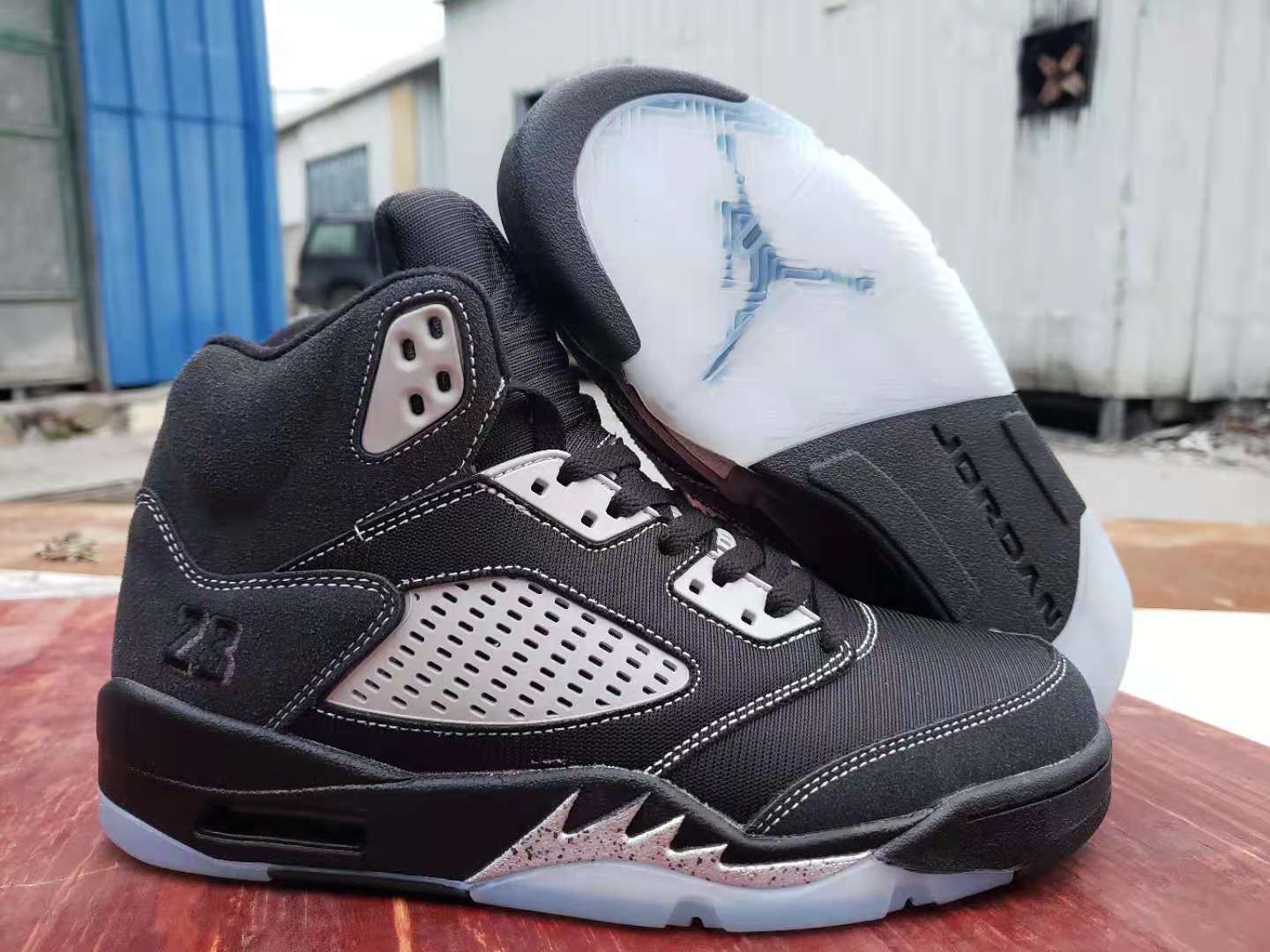 New 2021 Air Jordan 5 Black White Shoes